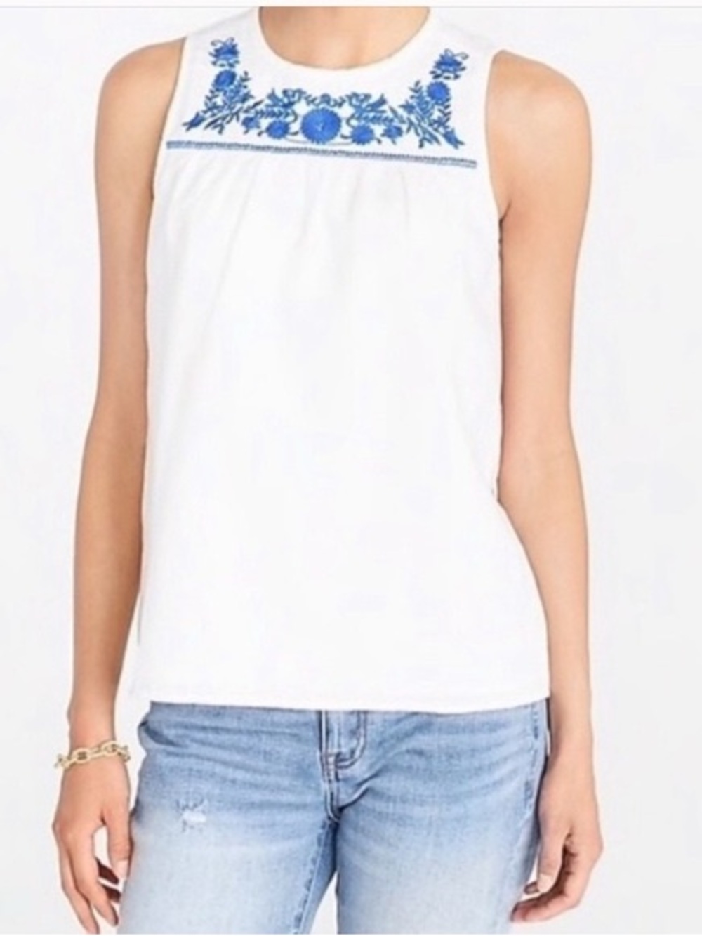 J. Crew Factory - Linen Floral Embroidery Tank Top - Size 4 - Like New